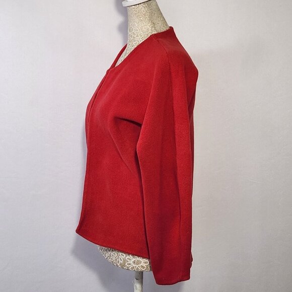 Chico's Size 2/12-L Red Long Sleeve 3/4 Clasp Front Cardigan Sweater Jacket City - Picture 9 of 15